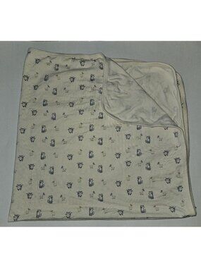 Jamie Kay Organic Cotton Baby Blanket Ivory 37x38 Swaddle Cat Butterfly Flowers